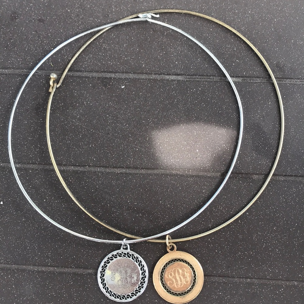 Vintage Sterling Choker Initial Charm Necklaces